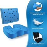 Everlasting Comfort Sitzkissen Kombination – wärmeempfindliche Lendenwirbelstütze – stützendes Rückenkissen und Sitzkissen aus Gel – Schwarz – Bild 2