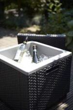"Allibert by Keter" Beistelltisch Ice Cube, graphit, Kühlbox, Deckel abnehmbar, doppelwandig, Kunststoff, flache Rattanoptik – Bild 2