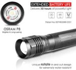 Extrem Hell LED Taschenlampe S3000, PUAIDA 3000 Lumen Taschenlampe mit 3 Modi und Lange Arbeitzeit, IP67 Wasserdicht Zoombar für Outdoor, Wandern, Camping – Bild 3