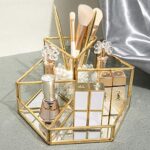 SLHEQING Makeup Organizer Black Glas Pinselhalter Retro Kosmetikbox, Dekoratives Tablett – Bild 6