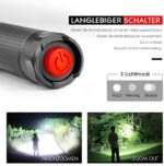Extrem Hell LED Taschenlampe S3000, PUAIDA 3000 Lumen Taschenlampe mit 3 Modi und Lange Arbeitzeit, IP67 Wasserdicht Zoombar für Outdoor, Wandern, Camping – Bild 4