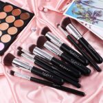 BEAKEY Pinselset Makeup, Professionelles Foundation Make up Pinsel Set Premium Synthetic Lidschatten Blush Schminkpinsel Set mit Beauty Schwamm und Bürsteswaschener mit Eiform – Bild 7