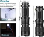 Mini LED Taschenlampe, PUAIDA Superhelle Zoombar LED Taschenlampen mit 3 Modi, Wasserdichte Handlampe Taschenlampen für Kinder, Geschenk, Angeln, Wandern und Camping (2 Stück) – Bild 2