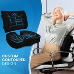Everlasting Comfort Sitzkissen Kombination – wärmeempfindliche Lendenwirbelstütze – stützendes Rückenkissen und Sitzkissen aus Gel – Schwarz – Bild 3