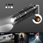 Mini LED Taschenlampe, PUAIDA Superhelle Zoombar LED Taschenlampen mit 3 Modi, Wasserdichte Handlampe Taschenlampen für Kinder, Geschenk, Angeln, Wandern und Camping (2 Stück) – Bild 4