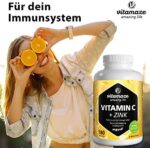 Vitamin C hochdosiert 1000 mg + Zink, vegan & optimal bioverfügbar, 180 Tabletten für 6 Monate, Natürliche Nahrungsergänzung ohne unnötige Zusatzstoffe – Bild 9