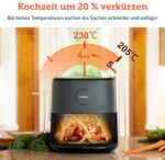 COSORI Heissluftfritteuse XXL 4,7L kompakt Heissluftfriteuse mit Digitales Touchscreen und 9 Programmen, Ohne ÖL Fritteuse, biz zu 230 Grad, Airfryer für 2-4 Personen mit Rezeptbuch auf Deutsch,1500W – Bild 3