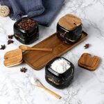 Gewürzgläser Set, 3 Stk Keramik Zuckerdose mit Deckel und Löffel für Haus und Küche, Alternative zu Gewürzständer und Gewürzregal für Küche und Esstisch – Bild 4