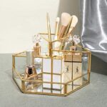 SLHEQING Makeup Organizer Black Glas Pinselhalter Retro Kosmetikbox, Dekoratives Tablett – Bild 5