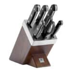 ZWILLING Selbstschärfender Messerblock, 7-tlg., Holzblock, Messer und Schere aus rostfreiem Spezialstahl/Kunststoff-Griff, Gourmet