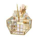 SLHEQING Makeup Organizer Black Glas Pinselhalter Retro Kosmetikbox, Dekoratives Tablett