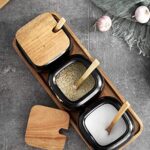 Gewürzgläser Set, 3 Stk Keramik Zuckerdose mit Deckel und Löffel für Haus und Küche, Alternative zu Gewürzständer und Gewürzregal für Küche und Esstisch – Bild 3