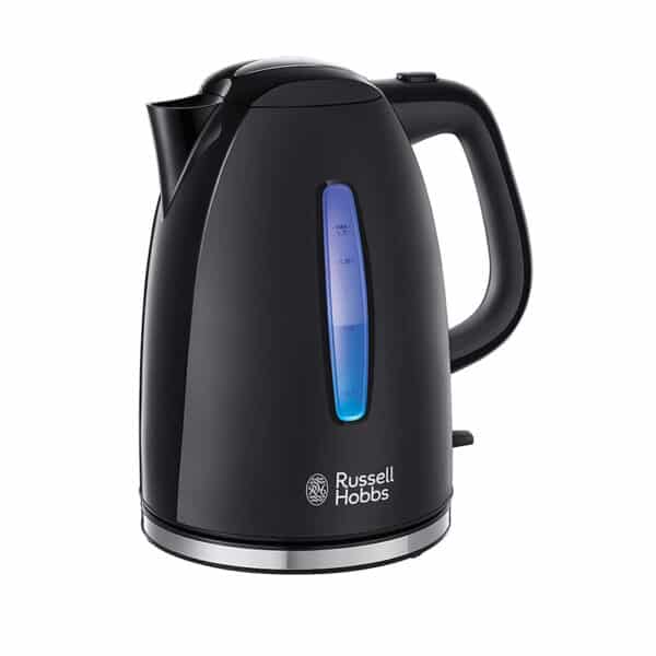Russell Hobbs Wasserkocher Textures+, 1,7l, 2400W, LED Beleuchtung, Schnellkochfunktion, optimierte Ausgusstülle, herausnehmbarer Kalkfilter, Teekocher schwarz 22591-70
