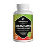 Multivitamin Kapseln hochdosiert, 23 wertvolle Vitamine A-Z & Mineralien, 120 vegetarische Kapseln für 4 Monate, Vitamine, Mineralstoffe & Spurenelemente optimal kombiniert
