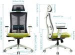 Umi Ergonomischer Bürostuhl Atmungsaktiver Schwenkbarer Computerstuhl aus Netzgewebe mit Verstellbarer Lendenwirbelstütze und PU-Armlehnen–150 kg Tragfähigkeit – Bild 6