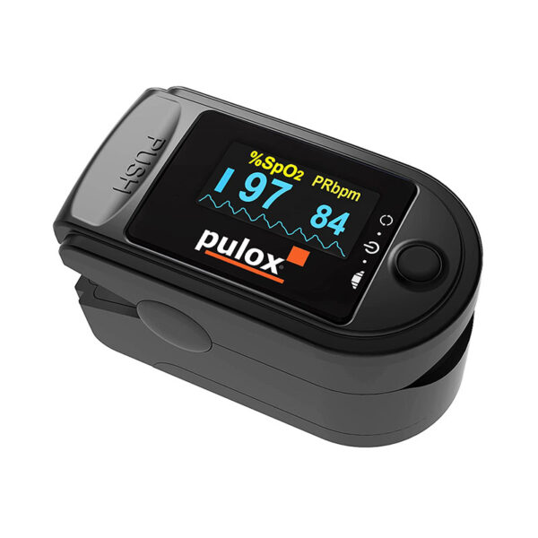 Pulsoximeter PULOX PO 200 Solo in Schwarz Fingerpulsoximeter für die Messung des Puls und der Sauerstoffsättigung am Finger