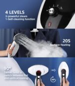 TICWELL Dampfglätter, 4 Stufen Schnelles Aufheizen Dauerdampf 2.4L Professioneller Dampfbürste Dampfbügeleisen, Selbstreinigungsfunktion, Bügel Steamer Bekleidungsdampfer mit 2,4 l Wassertank – Bild 5