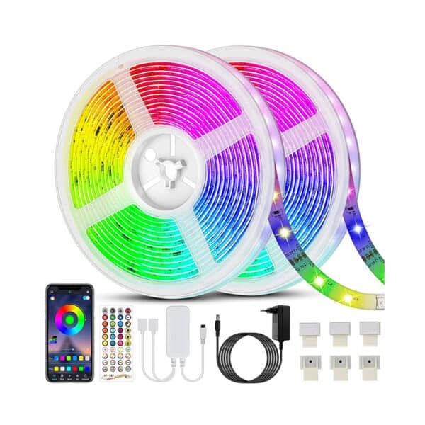 LED Strip 20m, Bonve Pet Bluetooth RGB Streifen, Farbwechsel Lichterkette mit Fernbedienung, App Steuerung, Musikmodus, Timer Einstellung, Dimmbar, für Haus, Schlafzimmer, TV, Küche