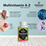 Multivitamin Kapseln hochdosiert, 23 wertvolle Vitamine A-Z &Mineralien, 120 vegetarische Kapseln für 4 Monate, Vitamine, Mineralstoffe & Spurenelemente optimal kombiniert – Bild 4