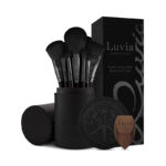Make-up Pinselset Luvia, Prime Vegan Pro Black, 12 Schminkpinsel inkl. Pinselaufbewahrung, Blender Schwamm & Reinigungsmatte Für Kosmetikpinsel, In Schwarz