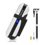 CYCPLUS Luftpumpe I50PSI Elektrischer Kompressor Tragbar Fahrradpumpe Mini Reifenpumpe mit Digital LCD LED Licht Wiederaufladbarer Li-ionen 12V für alle Fahrräder als Taschenlampe und Powerbank