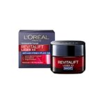 L'Oréal Paris Nachtpflege, Revitalift Laser X3, Anti-Aging Creme-Maske mit 3-fach Wirkung, Hyaluronsäure