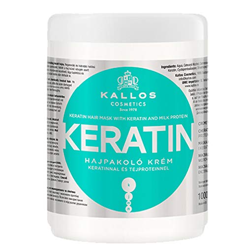 Kallos KJMN Creme mit Keratin & Milchproteine für trockenes, brüchiges und chemisch behandeltes Haar, 1000 ml