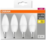 Osram LED Base Classic B Lampe, in Kerzenform mit E14-Sockel, nicht dimmbar, Ersetzt 5.5W = 40 Watt, Matt, Warmweiss - 2700 Kelvin, 4er-Pack – Bild 3