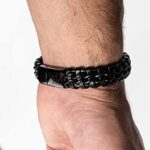 SERASAR Premium Echtlederarmband für Männer [Steel] in Schwarz, Magnetverschluss aus Edelstahl in Schwarz, Silber & Gold, Inklusive Schmuckschachtel, Tolle Geschenkidee – Bild 5