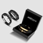 SERASAR, Premium Echtlederarmband für Männer [Shine] in Schwarz, Magnetverschluss aus Edelstahl in Schwarz, Silber & Gold, Inklusive Schmuckschachtel, Tolle Geschenkidee – Bild 7