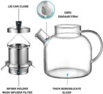 Ehugos Teekanne Dickes Glas Teebereiter mit Edelstahl-Sieb Borosilicate Glaskanne – Bild 2