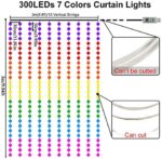 Yizhet Lichtervorhang 3x3m LED Lichterkettenvorhang Bunt 300LEDs, 8 Modi, IP65 Wasserdicht Lichterketten Vorhang mit Fernbedienung Deko für Innenbeleuchtung, Partydekoration, Valentinstag – Bild 2