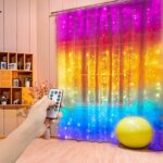 Yizhet Lichtervorhang 3x3m LED Lichterkettenvorhang Bunt 300LEDs, 8 Modi, IP65 Wasserdicht Lichterketten Vorhang mit Fernbedienung Deko für Innenbeleuchtung, Partydekoration, Valentinstag – Bild 4