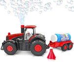 Bubble Blowing Traktor mit Licht und Ton | Haupttraktor- Trichter- und Blasenlösungsflasche enthalten | Batteriebetriebener Traktor | Am besten ab 3 Jahren (Batterien nicht im Lieferumfang enthalten) – Bild 2