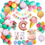 weeyin Geburtstagsdeko Mädchen, Deko Geburtstag Kindergeburtstag Mädchen mit Happy Birthday Decorations Girlande Süssigkeiten Krapfen – Bild 9