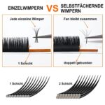 Selbstfächernde Wimpern .03 .05 .07.10 Easy Fan Lashes für Volumentechnik C D curl Wimpernextensions Volumen Wimpern Einzelne Länge Schwarz – Bild 3