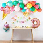 weeyin Geburtstagsdeko Mädchen, Deko Geburtstag Kindergeburtstag Mädchen mit Happy Birthday Decorations Girlande Süssigkeiten Krapfen – Bild 5