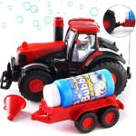 Bubble Blowing Traktor mit Licht und Ton | Haupttraktor- Trichter- und Blasenlösungsflasche enthalten | Batteriebetriebener Traktor | Am besten ab 3 Jahren (Batterien nicht im Lieferumfang enthalten)