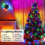 Yizhet Lichtervorhang 3x3m LED Lichterkettenvorhang Bunt 300LEDs, 8 Modi, IP65 Wasserdicht Lichterketten Vorhang mit Fernbedienung Deko für Innenbeleuchtung, Partydekoration, Valentinstag – Bild 3