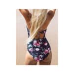 CUPSHE Damen Badeanzug High Neck Bauchweg Blumenmuster Cut Out Einteilige Bademode Swimsuit – Bild 5