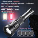 ASORT LED Taschenlampe Extrem Hell 40000 Lumen, USB Wiederaufladbare, 36 Kerne LED, IPX67 Wasserdicht, Aufladbar Zoombar Fackel für Camping Wandern und Notfälle Anwendung (26650 Akku) [Energieklasse A+++] – Bild 3