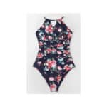 CUPSHE Damen Badeanzug High Neck Bauchweg Blumenmuster Cut Out Einteilige Bademode Swimsuit – Bild 6