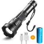 ASORT LED Taschenlampe Extrem Hell 40000 Lumen, USB Wiederaufladbare, 36 Kerne LED, IPX67 Wasserdicht, Aufladbar Zoombar Fackel für Camping Wandern und Notfälle Anwendung (26650 Akku) [Energieklasse A+++]