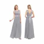 BeryLove Damen Spitzenkleid Brautjungfer Elegant Party Cocktailkleid Chiffon Ärmellos – Bild 2