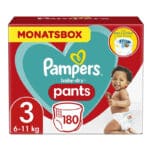 Pampers Windeln Pants, Baby Dry, Höschenwindeln mit Stop und Schutz Täschchen, MONATSBOX
