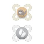 MAM Original Start Schnuller im 2er-Set, speziell für Früh- und Neugeborene, stillfreundlicher Silikonschnuller aus MAM SkinSoft Silikon mit Schnullerbox, 0-2 Monate