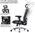 SIHOO Ergonomischer Bürostuhl, Chefsessel mit 3D verstellbare Armlehne und Lendenwirbelstütze, Hautfreundliche Netz-Hochlehne, Schreibtischstuhl bis 150kg/330LB Belastbar – Bild 3