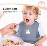 momcozy Lätzchen Baby, 31cm 24cm Silikon Lätzchen BPA&PVC frei, 4 Stufen Einstellbar Lätzchen mit Auffangschale Einfach zu Säubern, Wasserdicht Lätzchen für Jungen und Mädchen – Bild 5