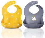 momcozy Lätzchen Baby, 31cm 24cm Silikon Lätzchen BPA&PVC frei, 4 Stufen Einstellbar Lätzchen mit Auffangschale Einfach zu Säubern, Wasserdicht Lätzchen für Jungen und Mädchen – Bild 9