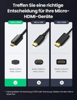 UGREEN Micro HDMI Adapter 4K 60Hz Micro HDMI auf HDMI Adapter 3D 1080P HDMI Typ D auf A Micro HDMI Adapterkabel kompatibel mit Raspberry Pi 4, Alpha 7R Kamera, Lenovo Yoga usw. Schwarz – Bild 7